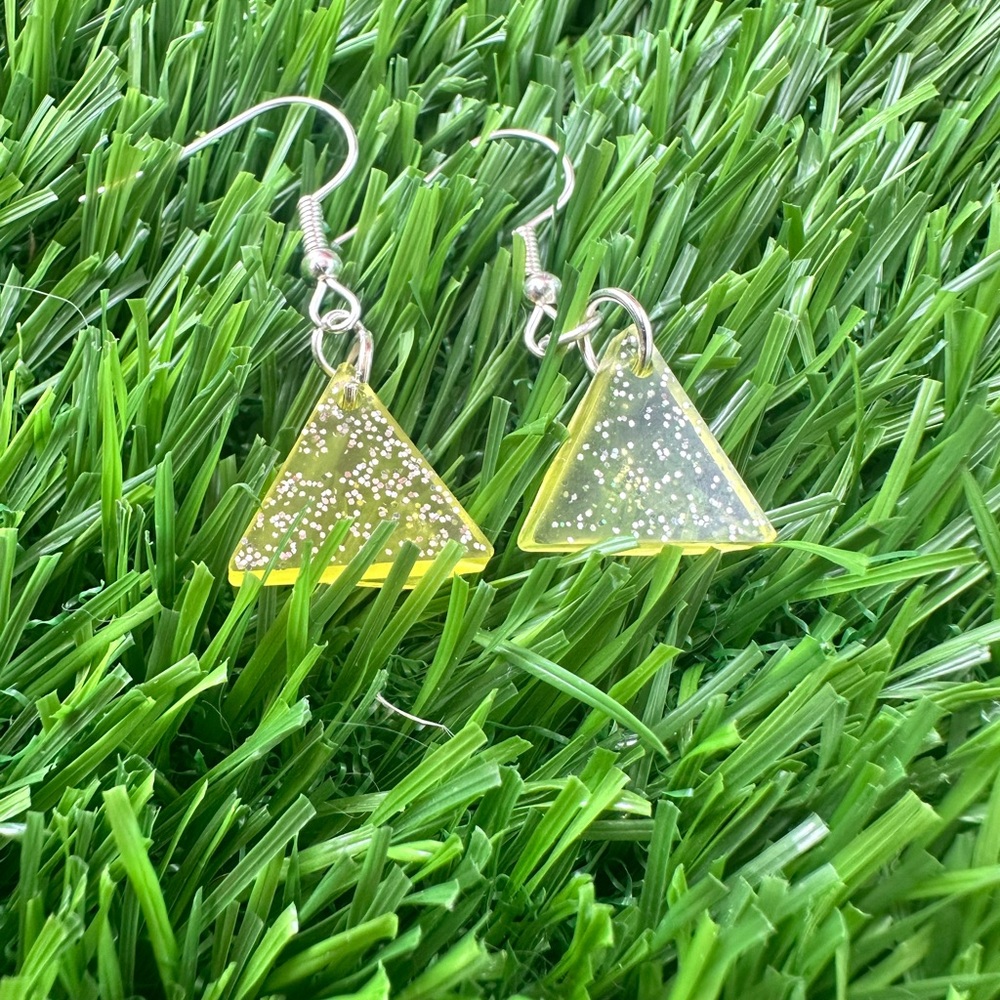 Yellow Triangle Dangle Earrings